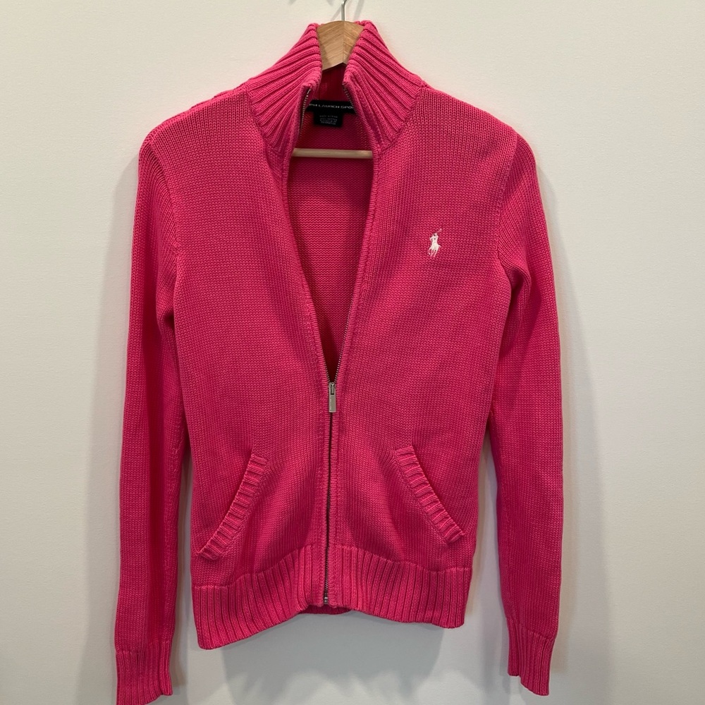 {Ralph Lauren} Sport vintage pink full zip sweater barbiecore